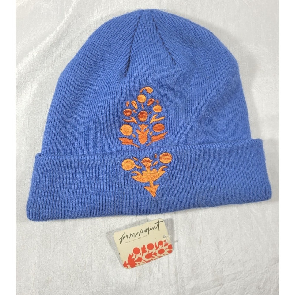 Free People Movement Iconic Buti Beanie - Blue‎ / Orange - One Size - NWT